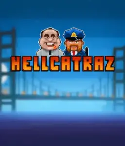 Explore the thrilling world of the Hellcatraz game by Relax Gaming, showcasing a comic-style prisoner and a guard with the infamous Alcatraz prison and San Francisco skyline in the background. This image portrays the fun and humor of an prison break-themed game, perfect for fans of retro gaming, offering a captivating escape. 